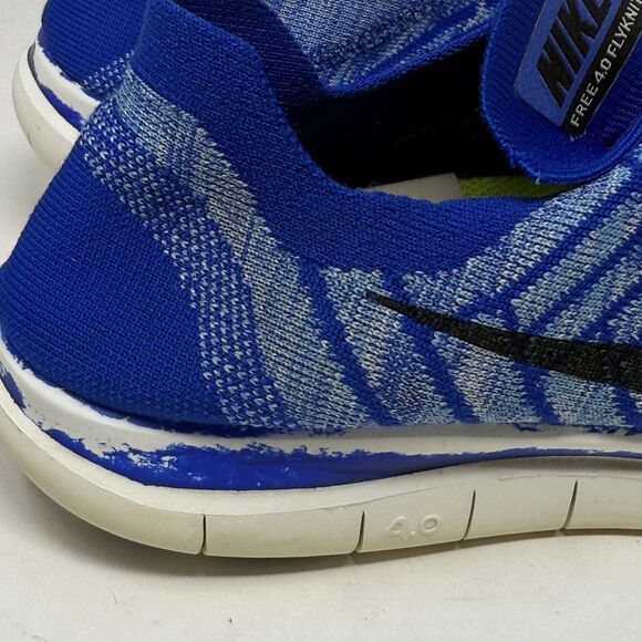 Nike Free 4.0 Flyknit Sneakers Womens 12 Blue Running Shoes Racer Barefoot - Picture 5 of 16